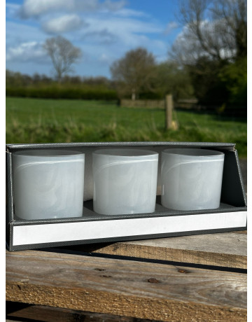 OUTLET -  Set of 3 30CL Gloss White Jars