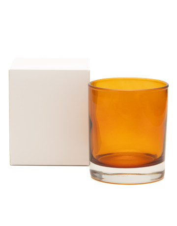 Large Classic Tumbler : Amber with clear glass base (30cl, WITH GIFT BOX) 