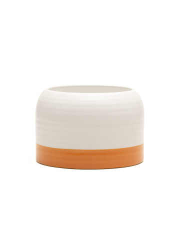 Ceramic Ribbed Jar : Apricot Tan