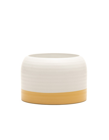 Ceramic Ribbed Jar : Honey Gold