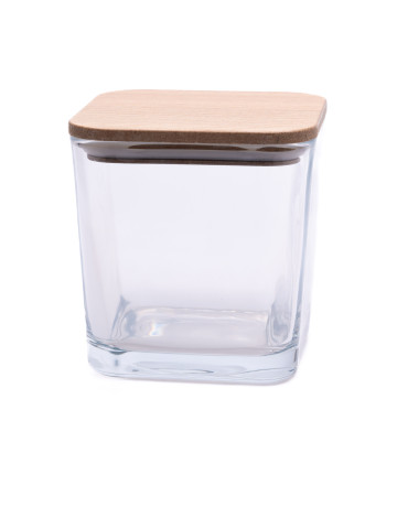 VN Cube Vessel With Wooden Lid