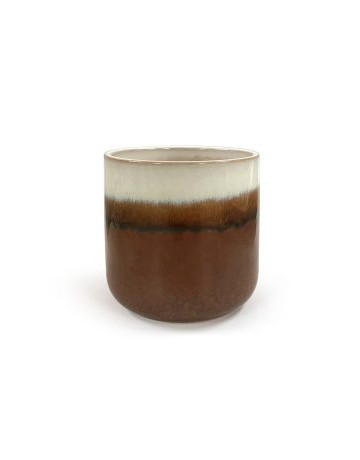 VN 650ml Ceramic Jar : White & Tan Brown