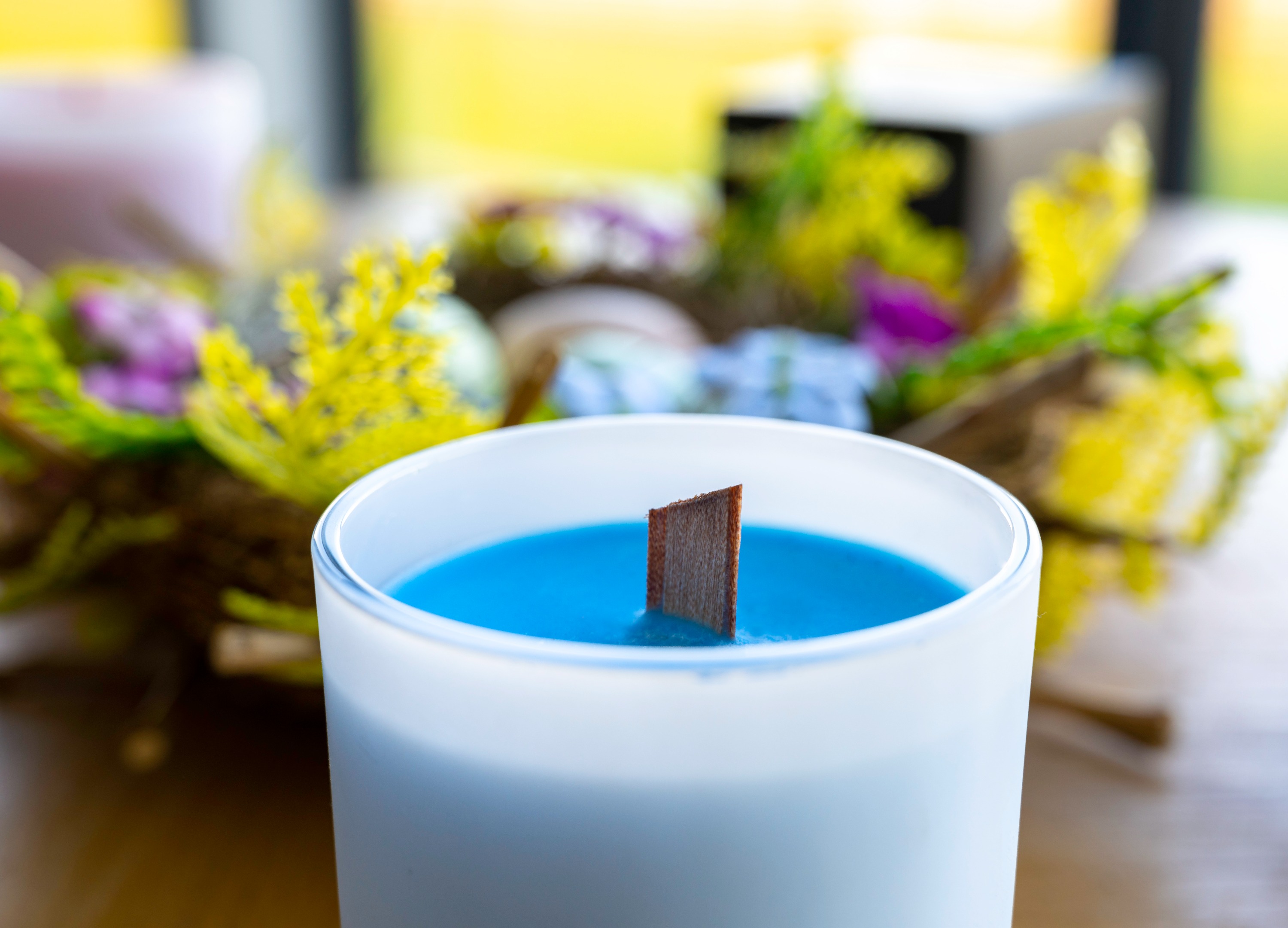 Blue dye Easter candle